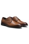 Derby boty z hladké a texturované kůže - Medium Brown