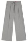 Široké kalhoty regular střihu z mělanžové strečové látky - Open Grey