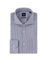 Košile slim fit z pruhovaného bavlněného kepru - Dark Blue