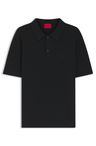Pletený bavlněný svetr s polo límečkem - Black