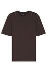 Tričko regular střihu z bavlny a lnu - Dark Brown