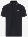 Polotričko ze strečové bavlny s pruhovanými lemy - Dark Blue