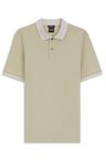 Polotričko slim fit z mercerizované bavlny s pruhovanými lemy - Open Beige
