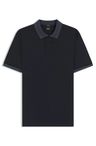 Polotričko slim fit z mercerizované bavlny s pruhovanými lemy - Dark Blue