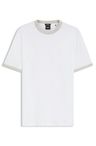 Tričko slim fit z mercerizované bavlny s kontrastním lemováním - White