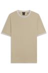 Tričko slim fit z mercerizované bavlny s kontrastním lemováním - Open Beige