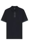 Polotričko z mercerizované bavlny s pruhovanými lemováním - Dark Blue
