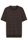 Svetr z bavlněné směsi s vodorovným pruhem - Dark Brown