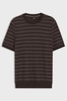 Tričko z bavlněné směsi s vodorovným pruhem - Dark Brown