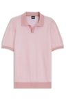 Polo tričko s vodorovným pruhem a pleteným vzorem ze směsi bavlny - Light/Pastel Pink