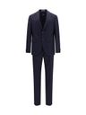 Dvoudílný oblek regular střihu z pruhované panenské vlny - Dark Blue