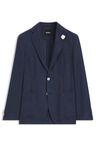 Slim fit sako z lněné směsi s mikrovzorem - Open Blue