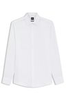 Košile slim fit z kepru ze směsi lnu - White