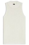 Pletený bavlněný top s mikrokrajkovou strukturou - Open White