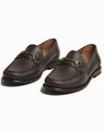 Mokasíny z broušené kůže s kovovým lemováním - Dark Brown
