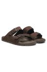 Dvojité páskové pantofle s přezkami značky - Dark Brown