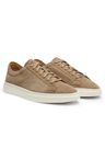 Semišové tenisky s reliéfním logem - Medium Beige