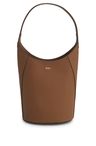 Kožená kabelka s kovovým logem - Medium Brown
