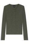 Svetr z merino vlny s henley výstřihem - Dark Green