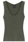 Top bez rukávů z žebrovaného úpletu merino vlny - Dark Green