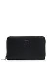 Peněženka se zrnitým zipem a monogramem Double B - Black