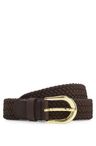 Tkaný opasek s koženými lemováním - Dark Brown