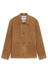 Semišová bunda na knoflíky s kostkovanou podšívkou - Medium Beige
