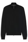Sveter na zips z merino vlny - Black