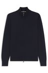 Sveter na zips z merino vlny - Dark Blue