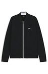 Mikina s trojúhelníkovým žakárovým vzorem na zip s pogumovaným logem - Black