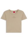 Tričko z bavlněné směsi s vyšívaným logem - Light/Pastel Brown