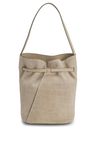 Elegantní kožená kabelka přes rameno s hladkým povrchem - Light Beige